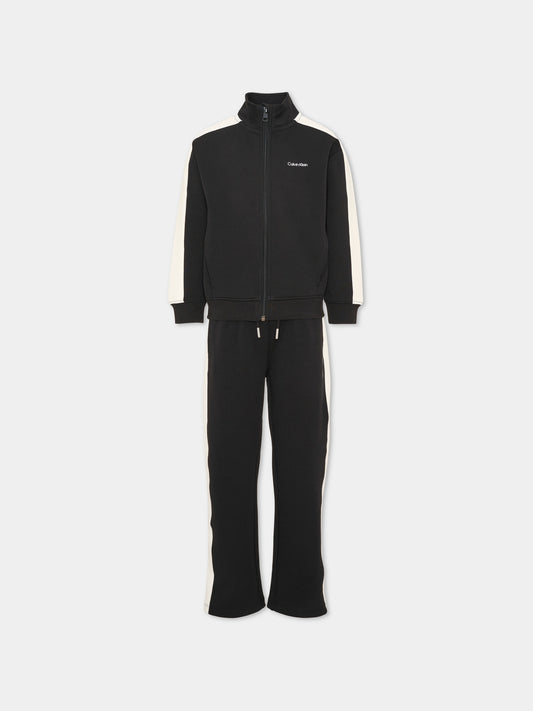 Completo sportivo lungo nero per bambino