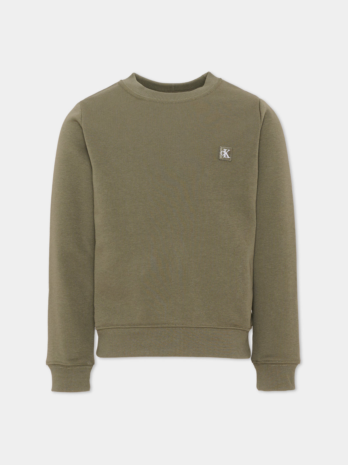 Felpa girocollo verde logo per bambino,Calvin Klein Kids,LV1CKTJB11 LDY