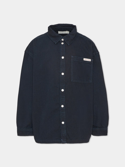 Camicia a manica lunga blu per bambino,Calvin Klein Kids,LVCKTJB18B 1BK