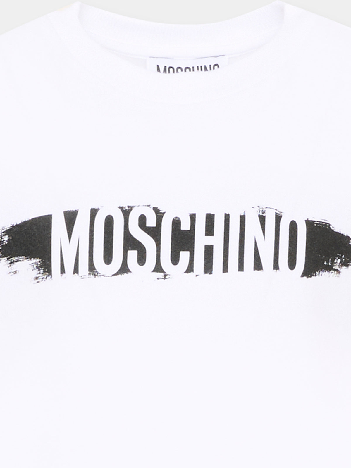 T-shirt a manica corta bianca con logo per bambino,Moschino Kids,H8M058 LAA10 10101