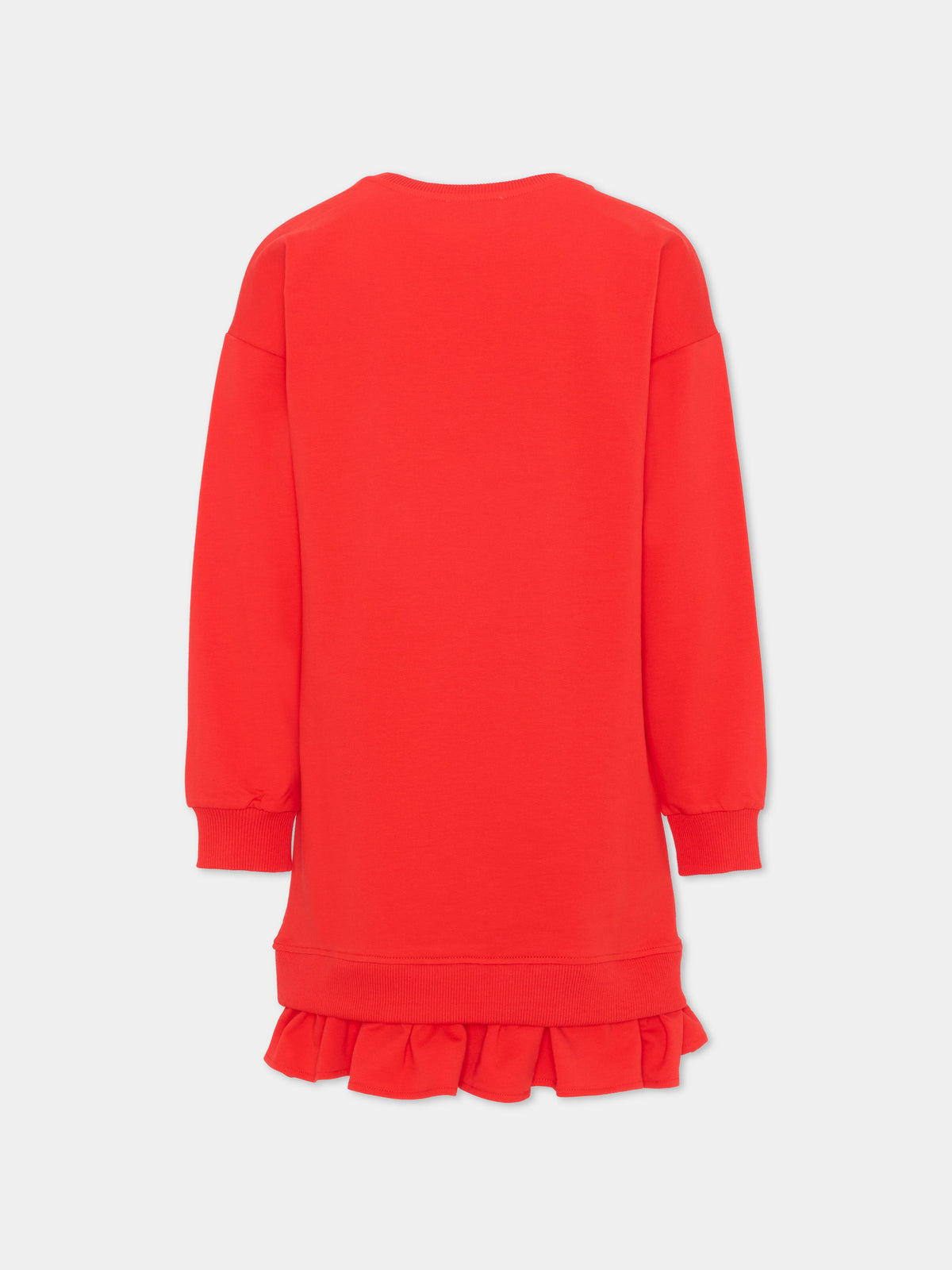 Vestito a manica lunga rosso Teddy Bear per bambina,Moschino Kids,HDV0I2 LDA63 50109