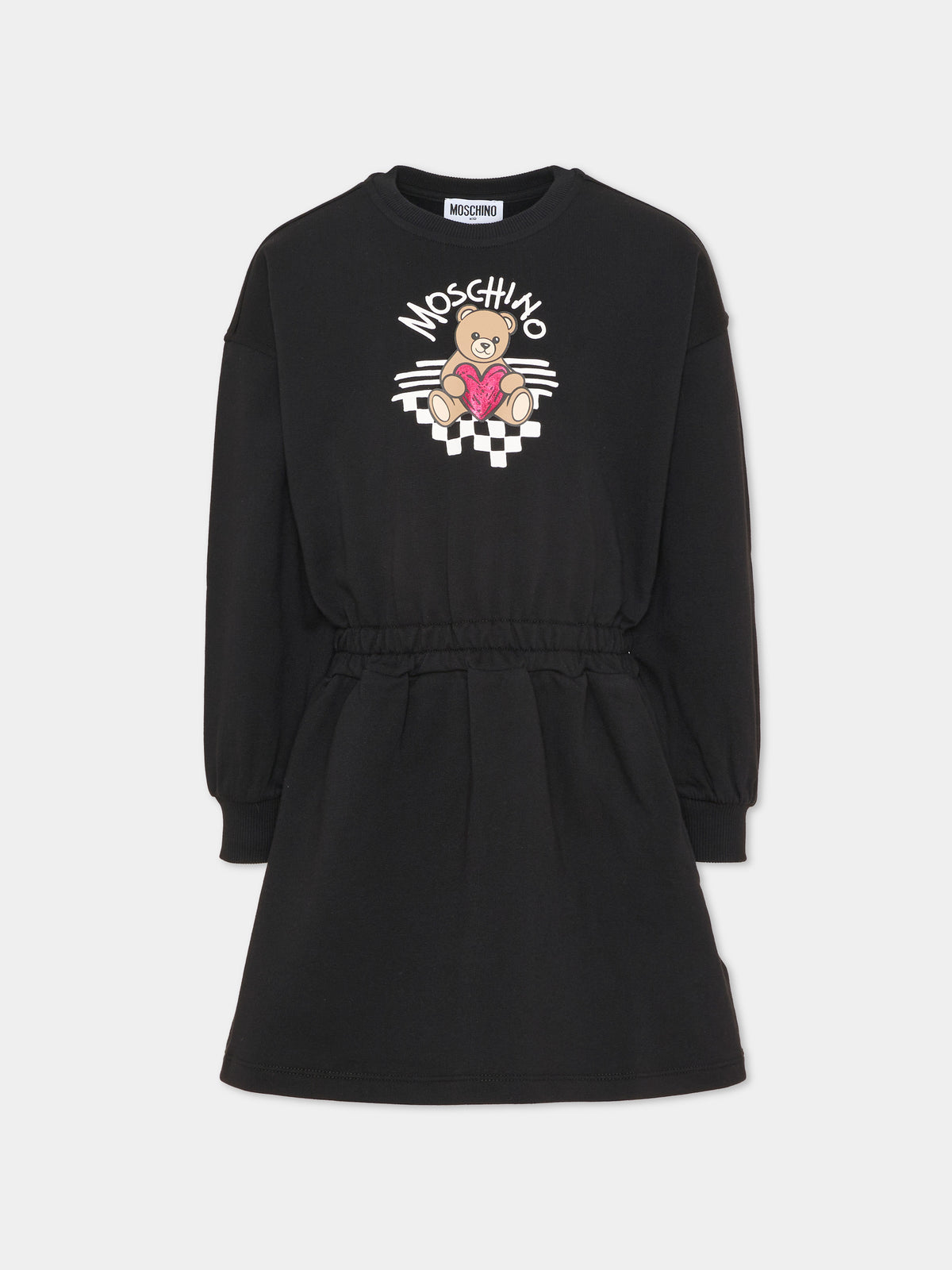 Vestito a manica lunga con teddy bear per bambina,Moschino Kids,HDV0I6 LCA93 60100