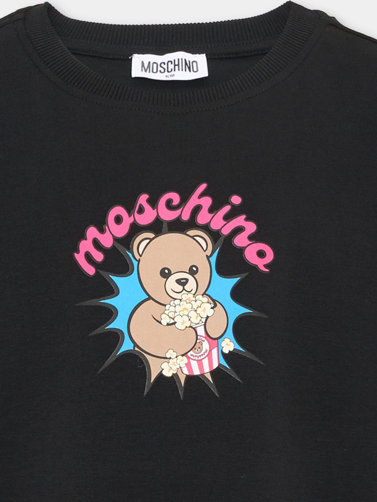 Vestito a manica corta nero per bambina con teddy bear,Moschino Kids,HHV0GL LAA46 60100
