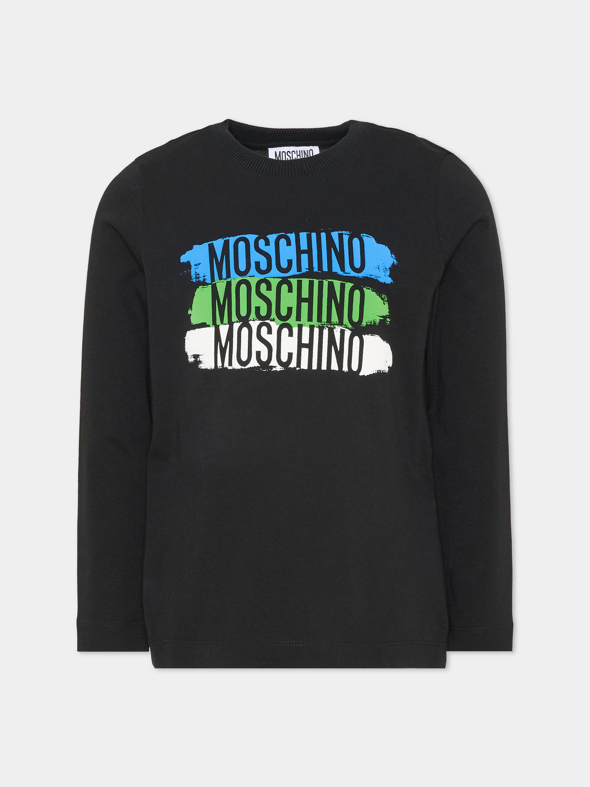 T-shirt nera per bambino con logo,Moschino Kids,HVO00J LAA57 60100