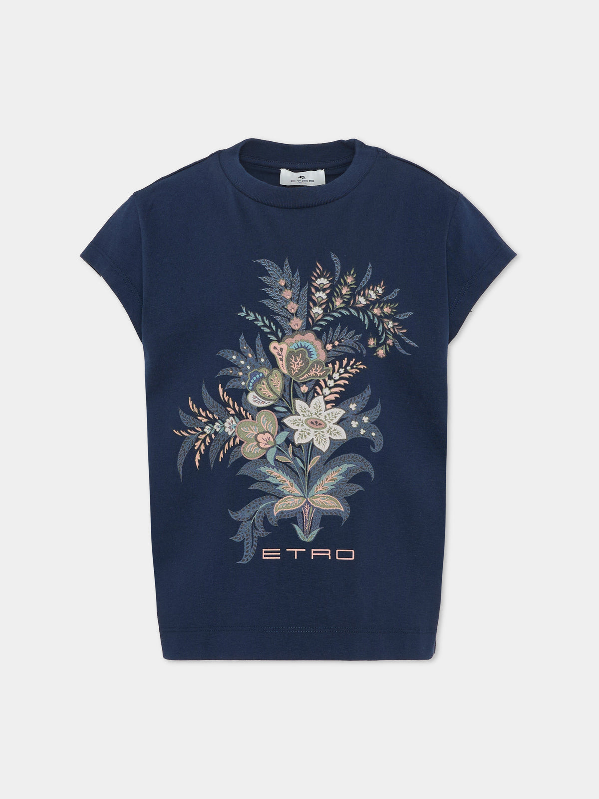 T-shirt a manica corta blu per bambina,Etro,GZ8A21 Z3672 617