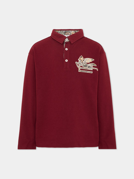 Polo a manica lunga bordeaux per bambina,Etro,GZ8H41 Z0022 52C