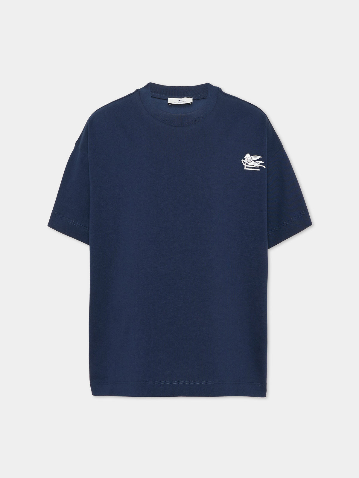 T-shirt a manica corta blu con logo per bambini,Etro,GZ8P01 Z3672 617