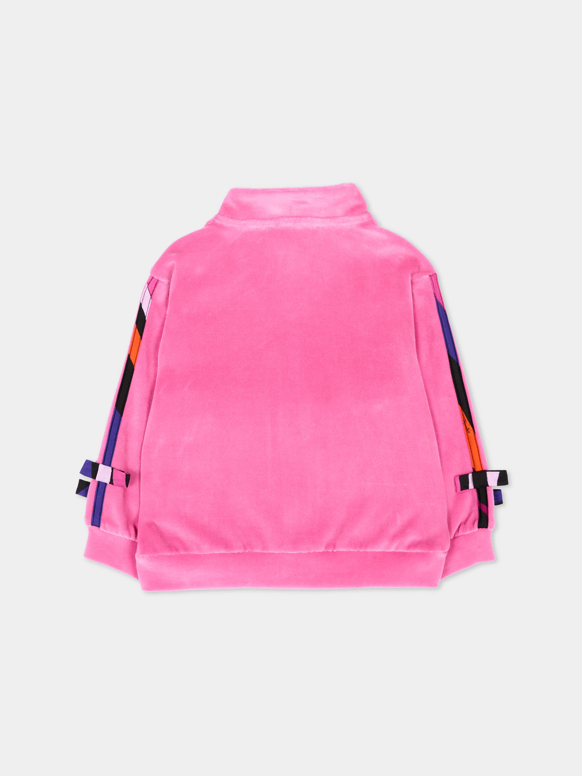 Felpa con zip fucsia per neonata in ciniglia,Emilio Pucci Junior,PZ4030 Z4007 543