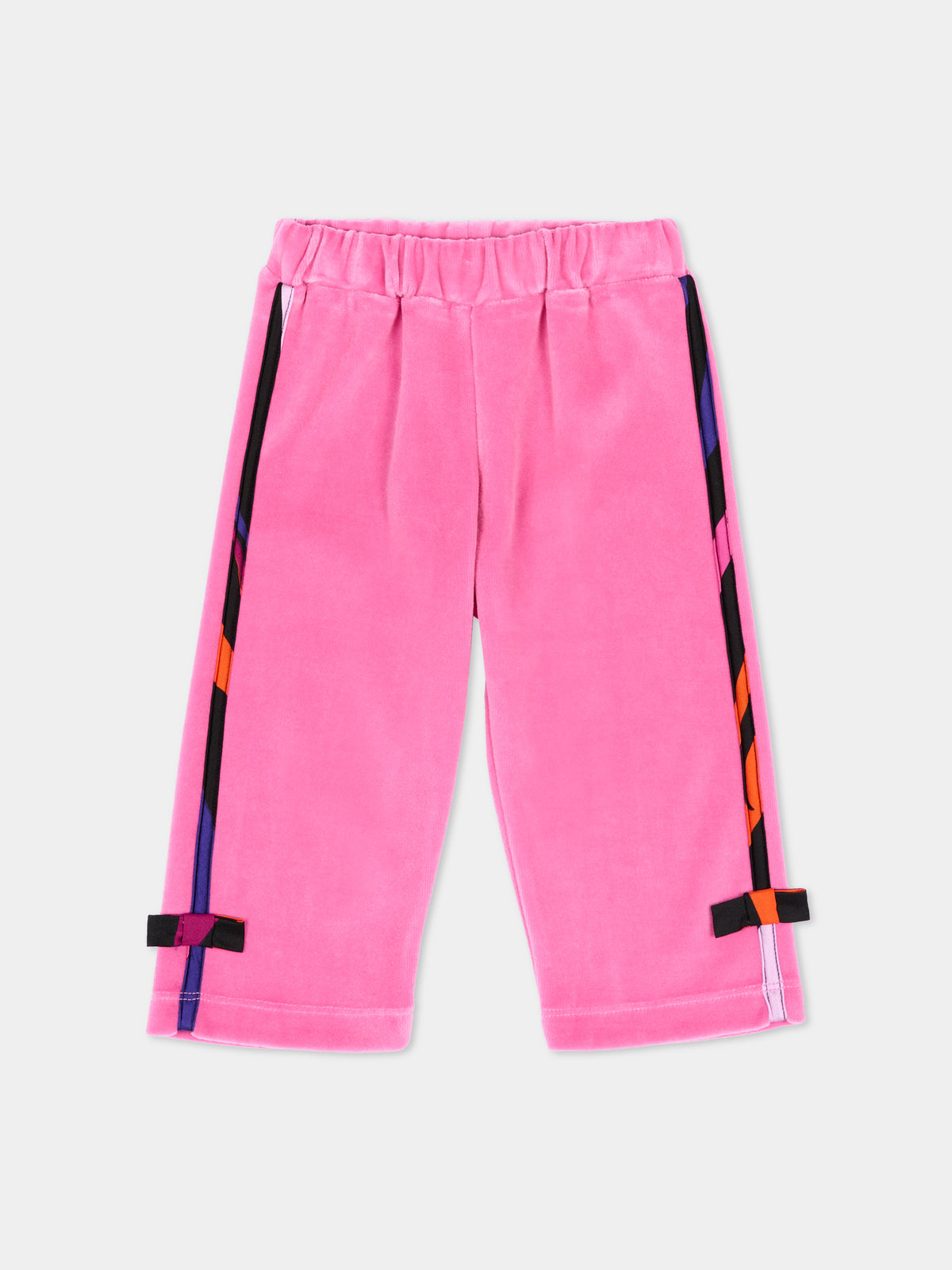 Pantalone sportivo fucsia per neonata con logo in ciniglia,Emilio Pucci Junior,PZ6040 Z4007 543