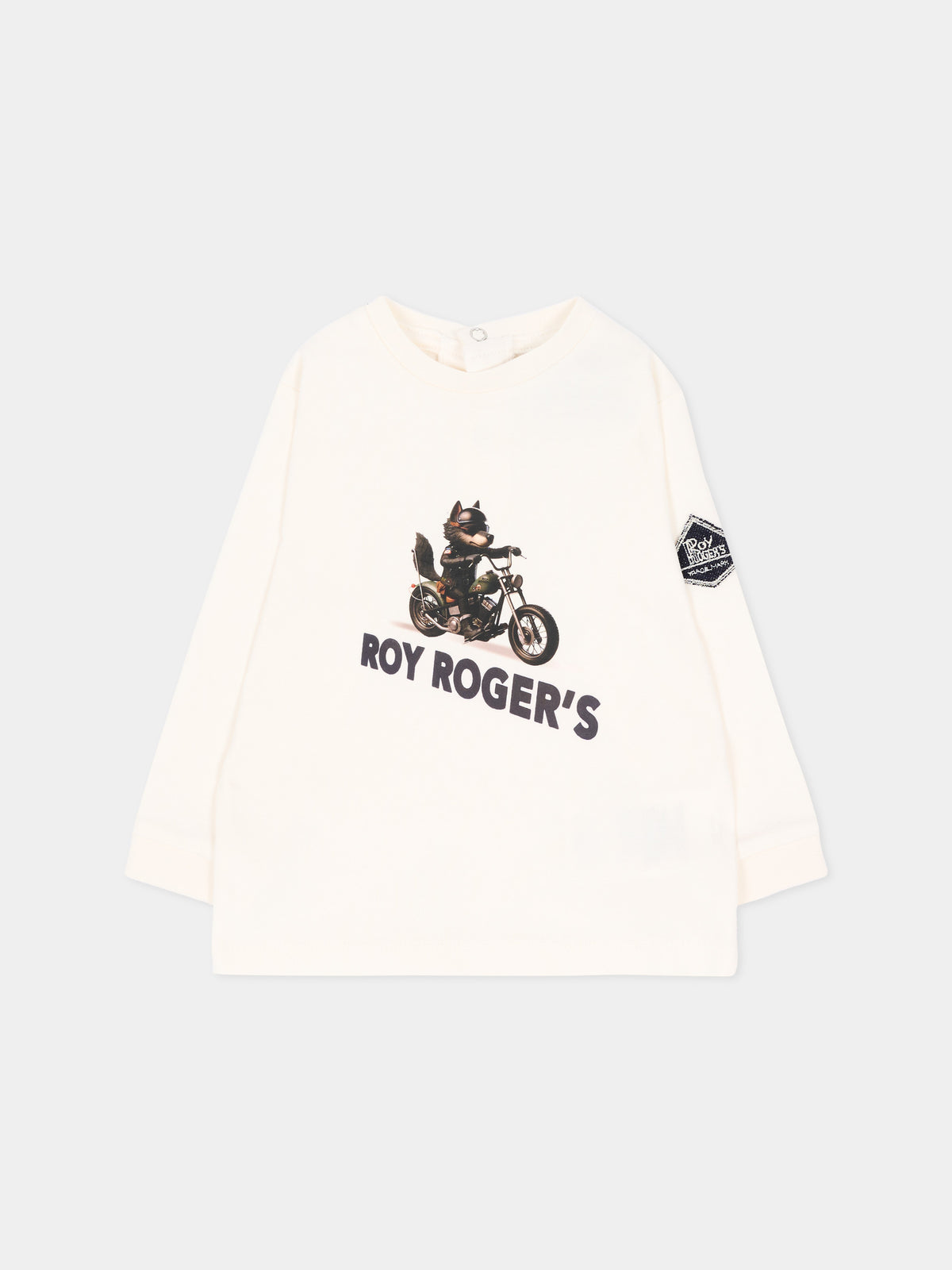 T-shirt a manica lunga avorio con stampa per neonati,Roy Roger's Kids,R F187 00 0112