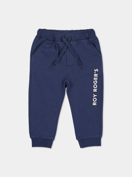 Pantalone blu per neonato con logo,Roy Roger's Kids,R F188 00 3885