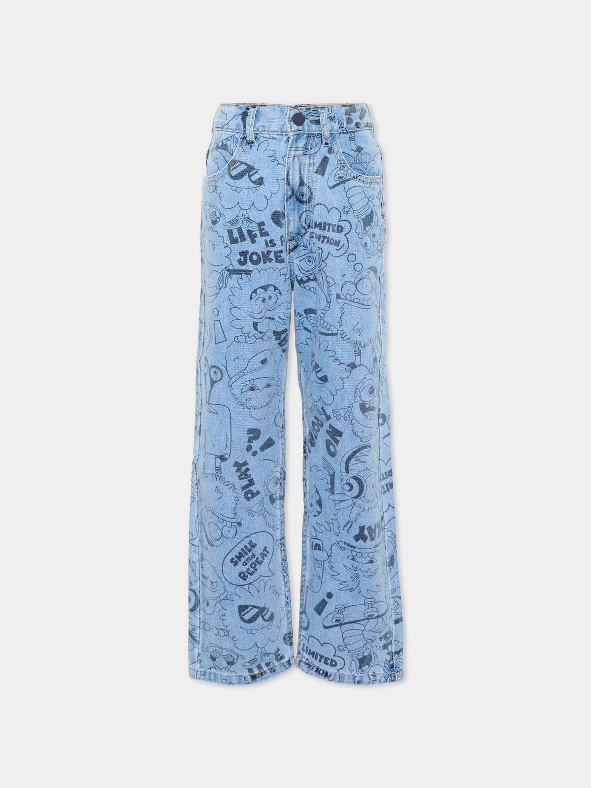 Jeans denim celesti per bambina con stampa,Billieblush,U22325 Z18