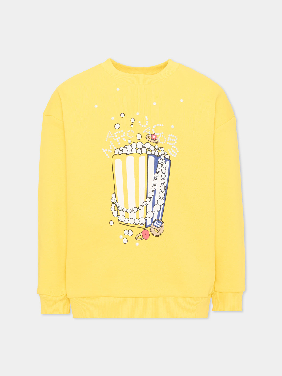 Felpa gialla per bambina con stampa popcorn,Marc Jacobs,W61081 526