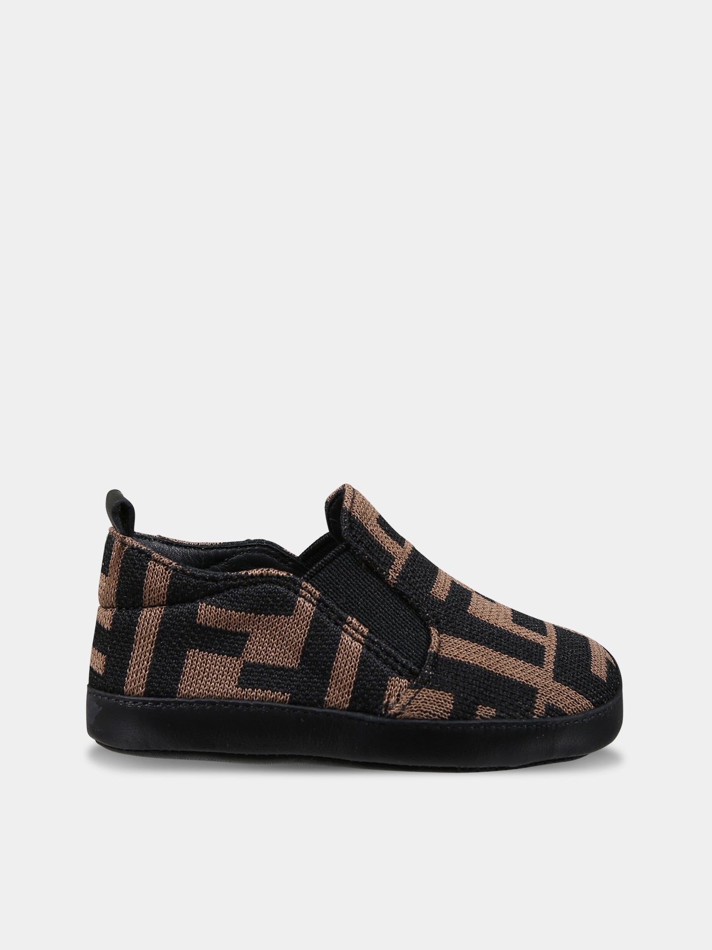 Slip-on marroni per neonati con doppia FF,Fendi Kids,BMR058 A6A6 F0E0X