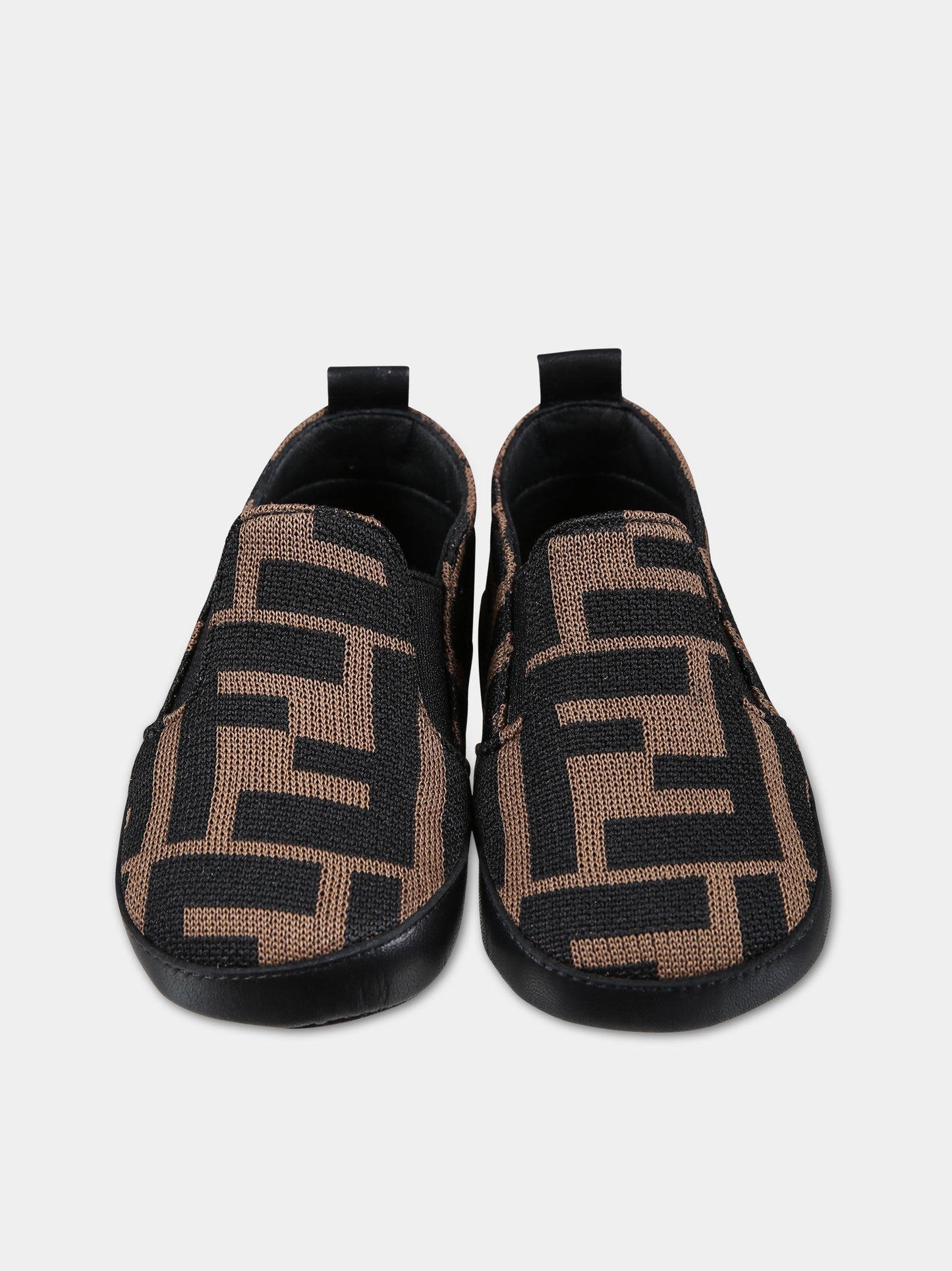 Slip-on marroni per neonati con doppia FF,Fendi Kids,BMR058 A6A6 F0E0X