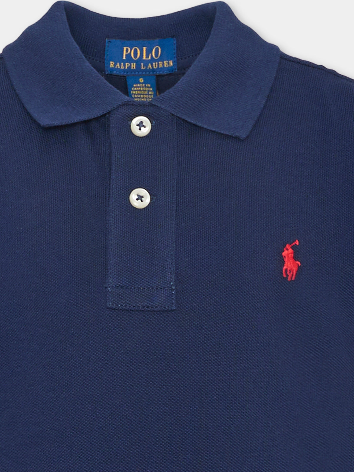 Polo blu per bambino con iconico cavallino rosso,Ralph Lauren Kids,603252005
