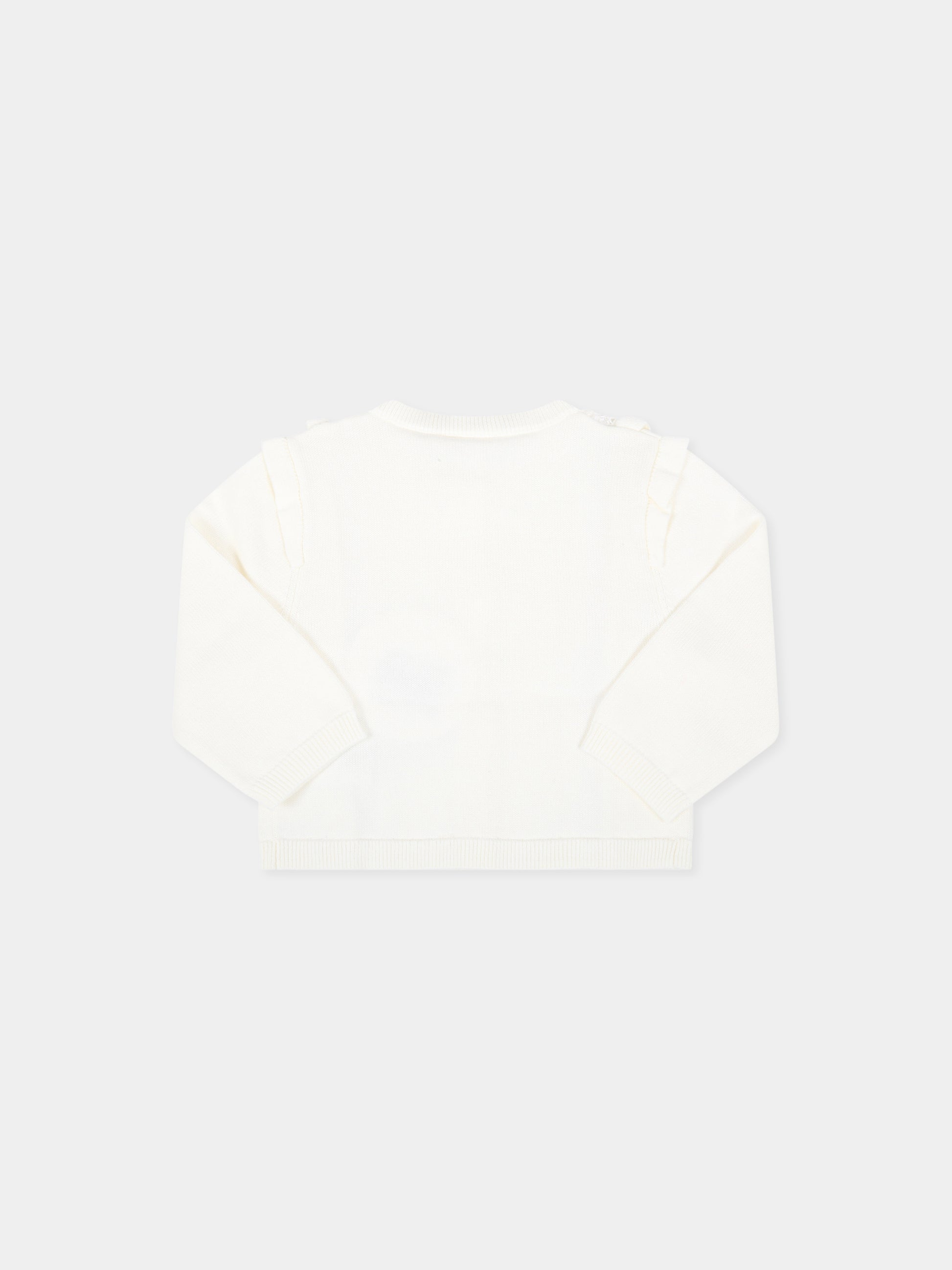 Cardigan avorio per neonata con logo,Chloé Kids,C05374 117