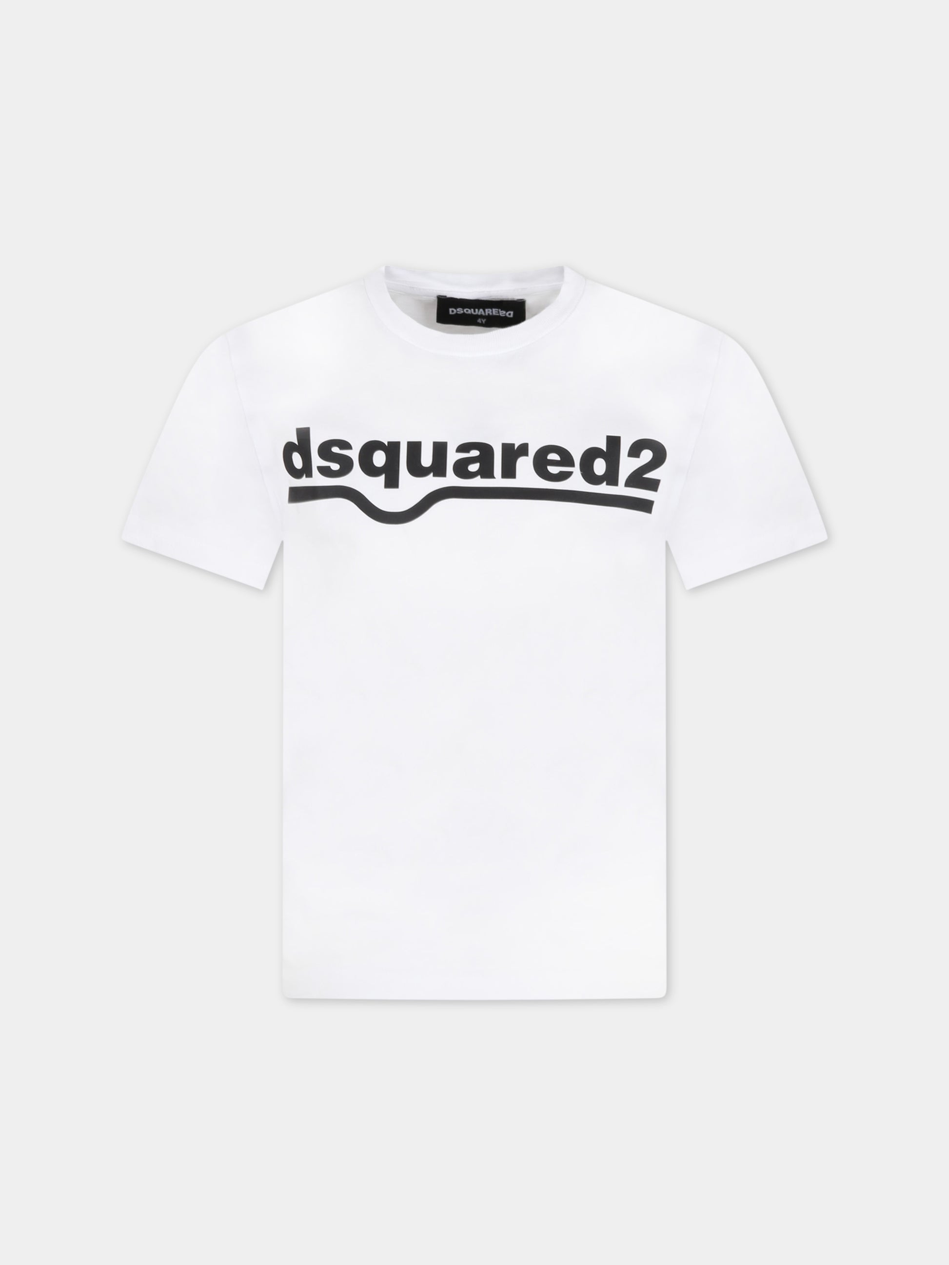 T-shirt bianca per bambini con logo,Dsquared2,DQ0513-D002F DQ100