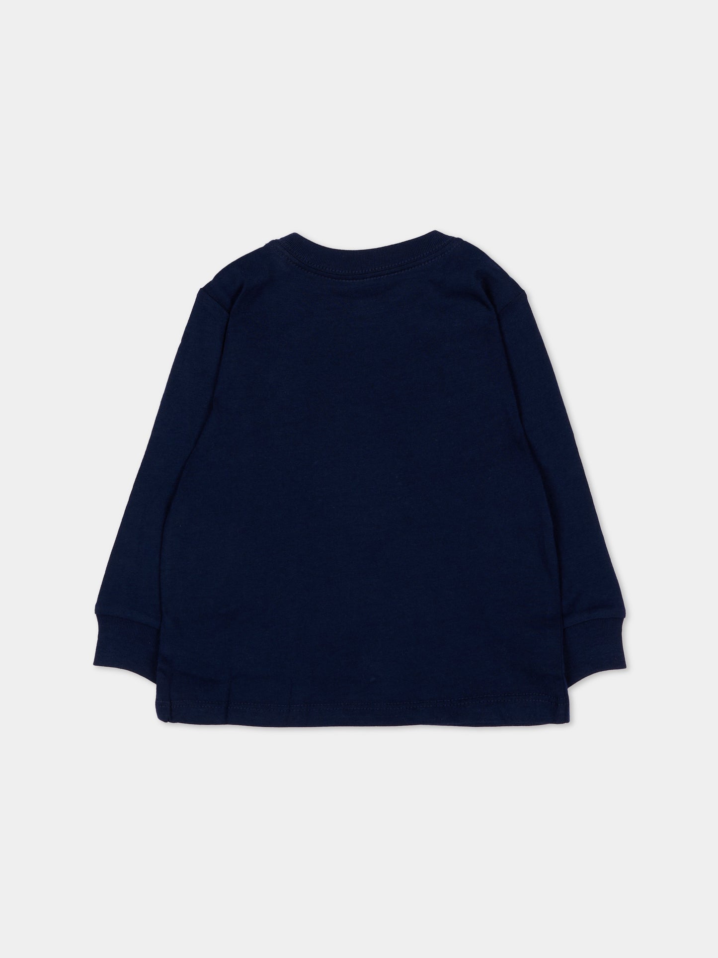 T-shirt blu per neonato con iconico cavallino