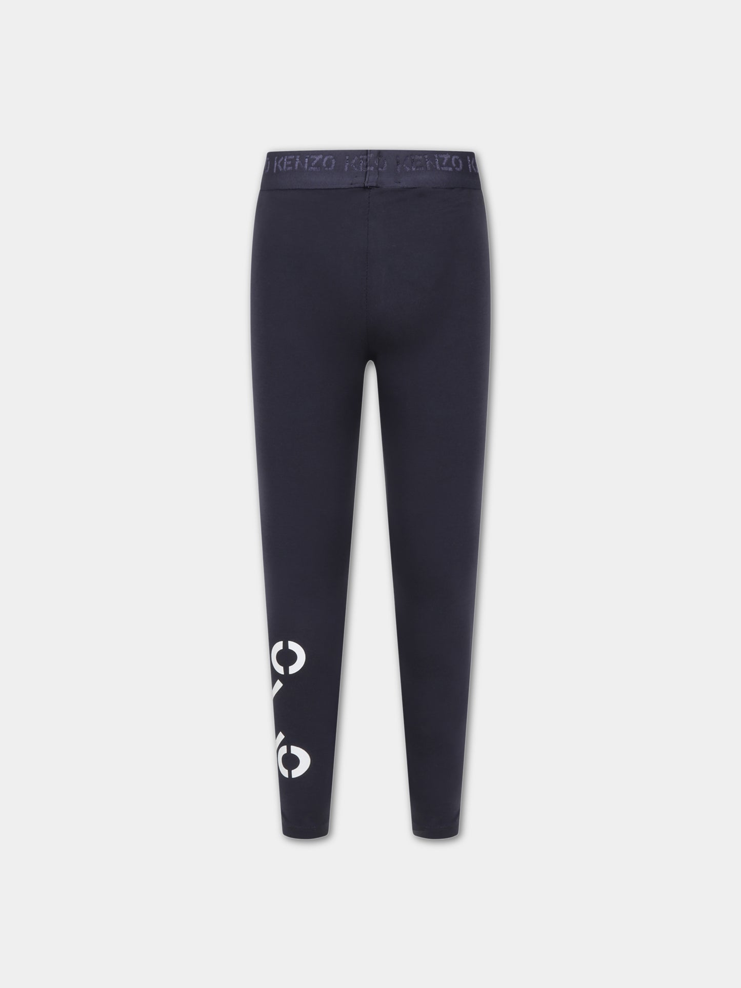 Leggins grigio per bambina con loghi,Kenzo Kids,K14192 082