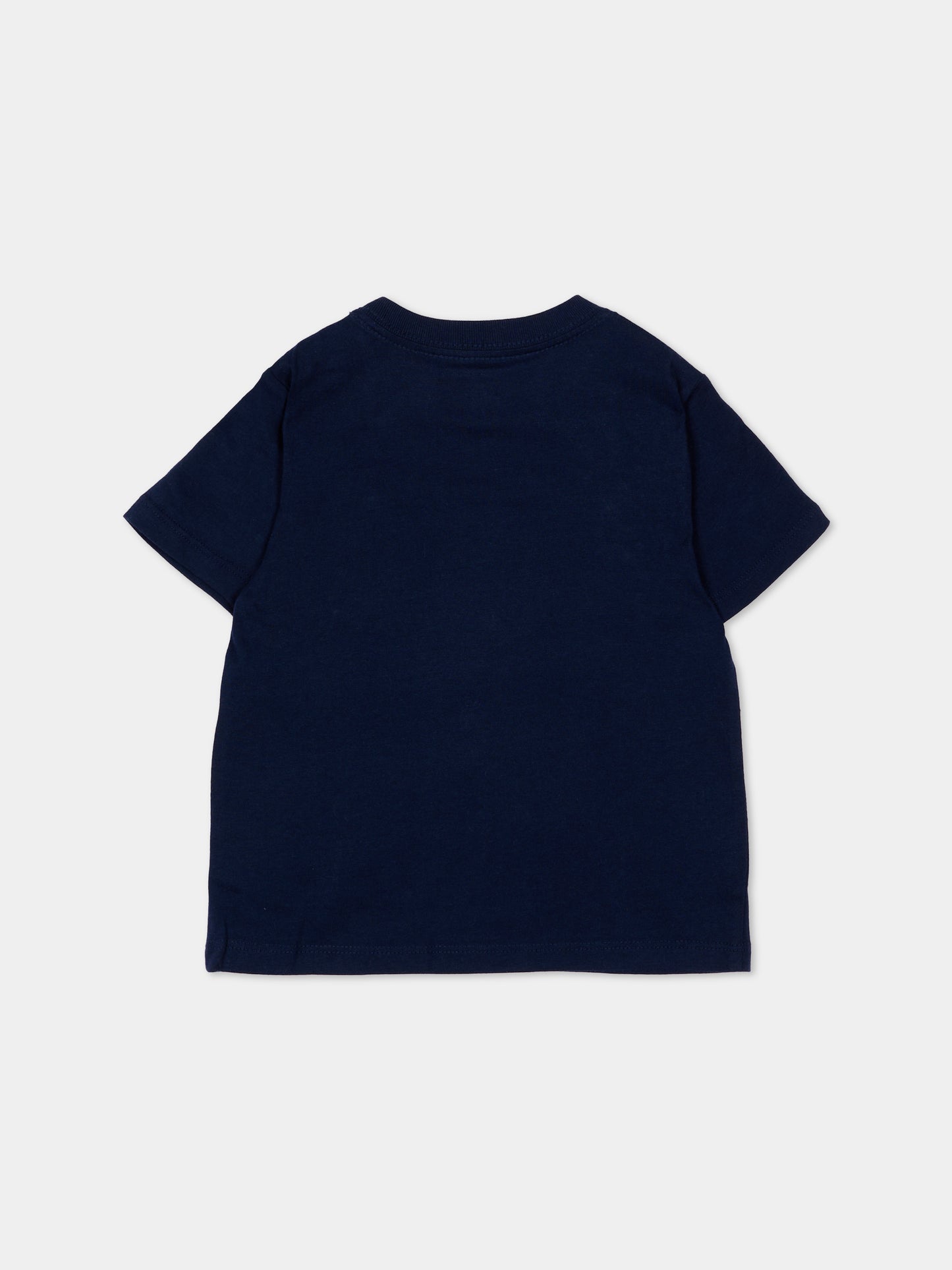 T-shirt blu per neonato con iconico cavallino