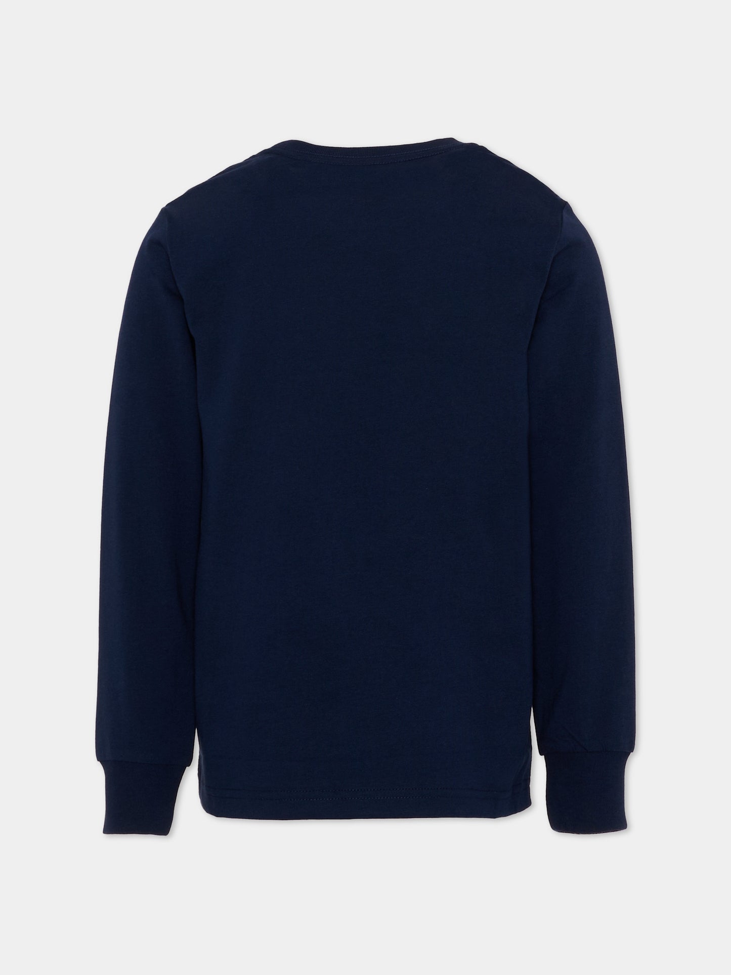 T-shirt blu per bambino con cavallino rosso