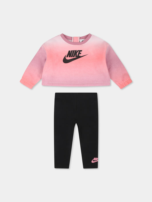 Completo multicolor sportivo per neonata con logo nero,Nike,16J753 023
