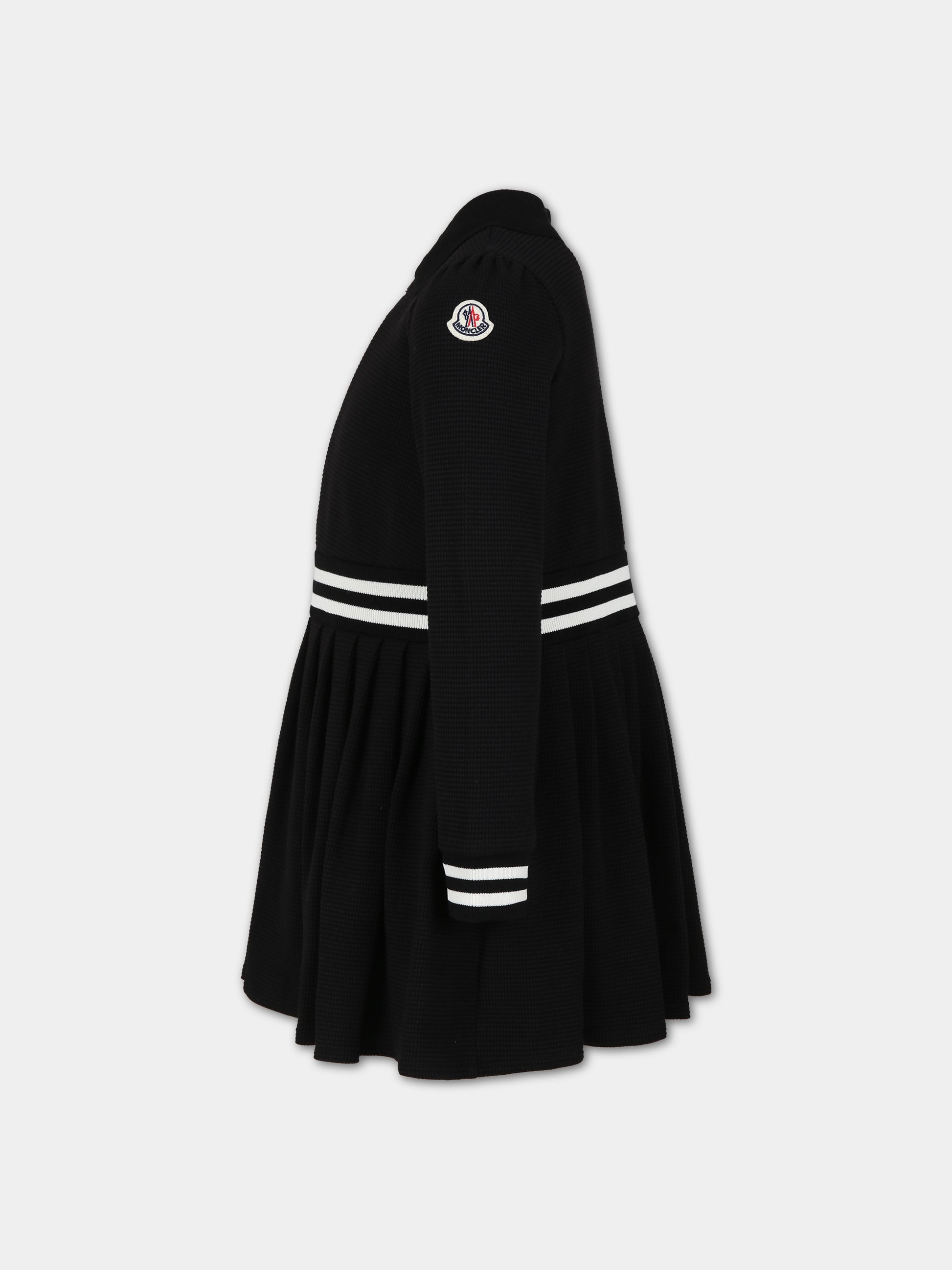 Vestito nero per bambina con logo,Moncler Kids,954 8I00001 89A2D 999