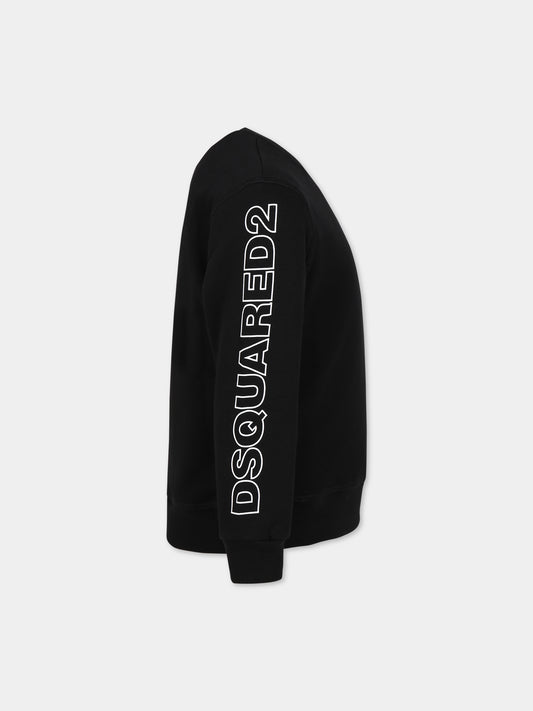 Felpa nera per bambino con logo,Dsquared2,DQ1758 D003G D2S721U DQ900