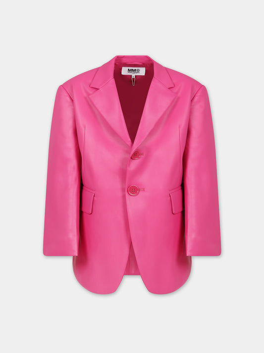 Giacca fucsia per bambina con logo,Mm6 Maison Margiela,M60392 MM01P MM6J54U M6306