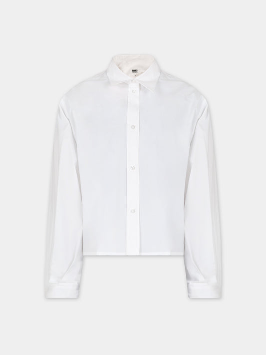 Camicia bianca per bambina con logo,Mm6 Maison Margiela,M60294 MM014 MM6C11U M6100