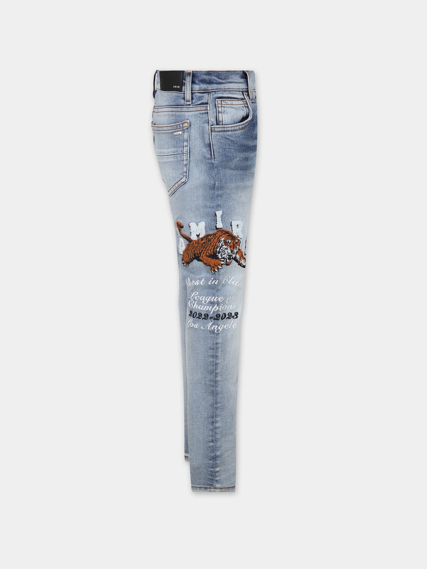 Jeans blu per bambini con tigre e logo,Amiri,PF23KSD004 765