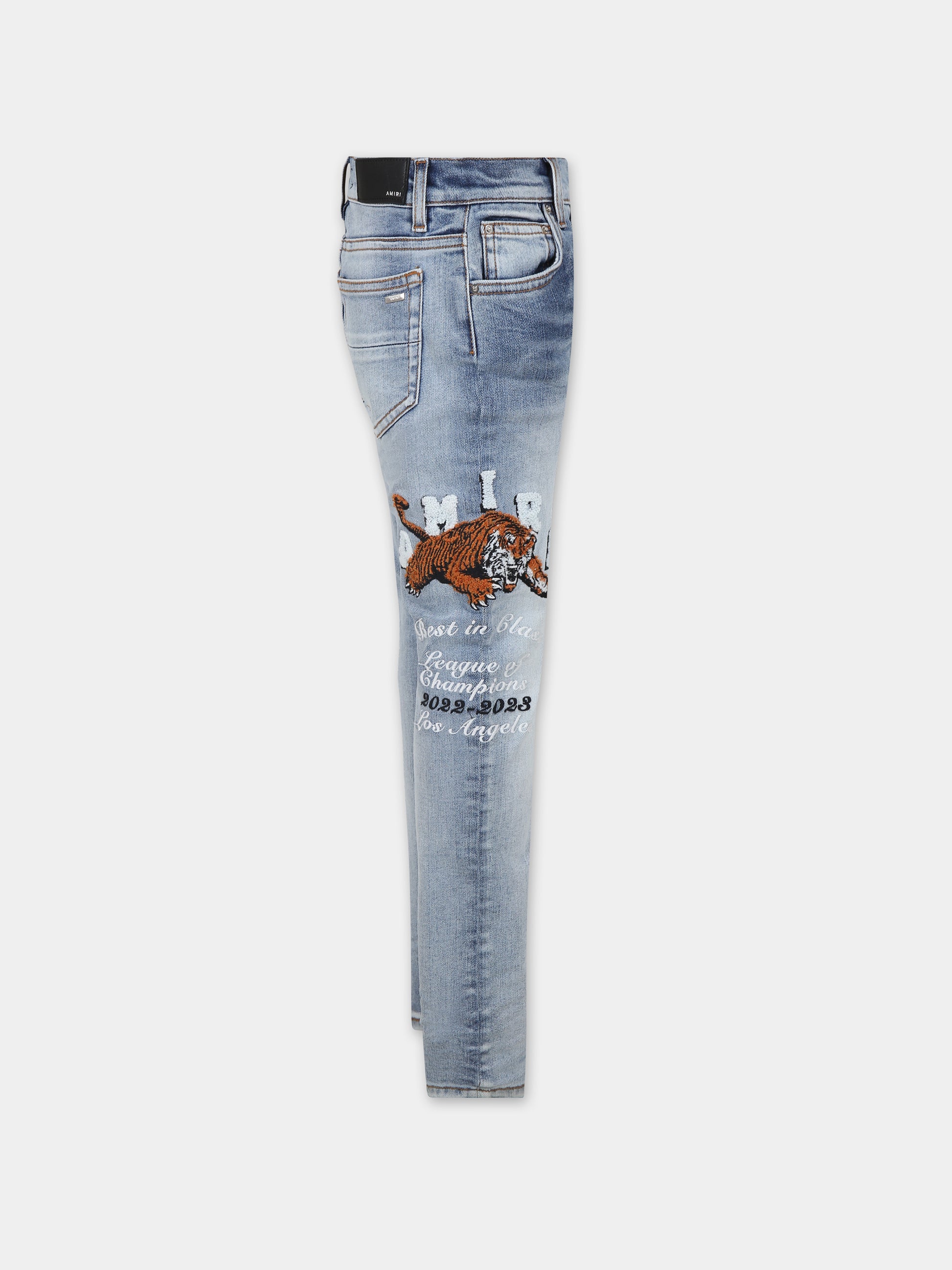 Jeans blu per bambini con tigre e logo,Amiri,PF23KSD004 765