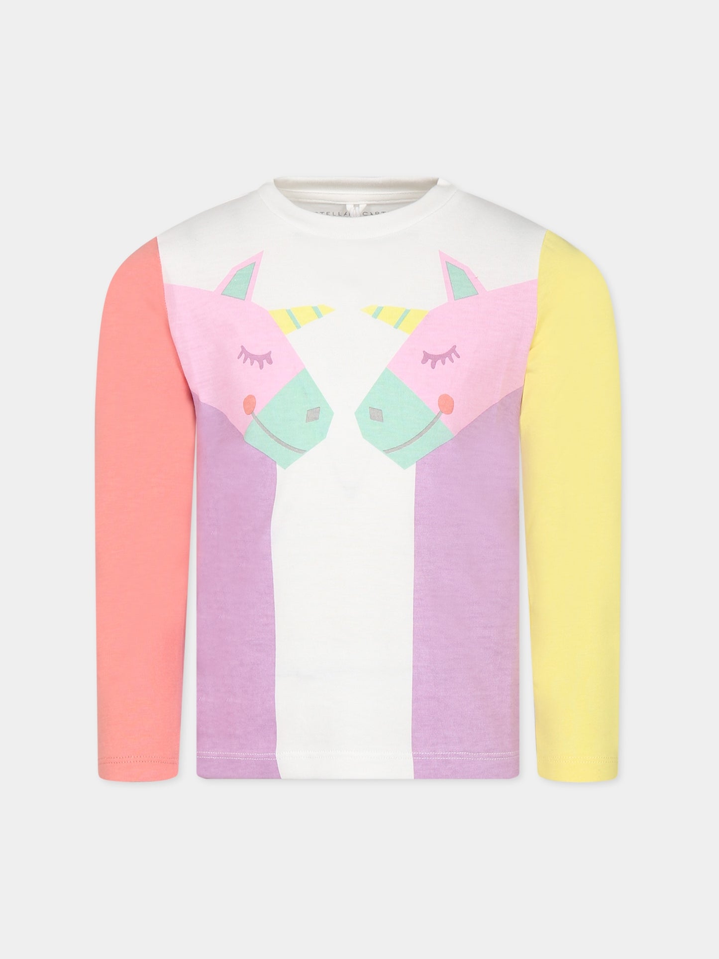 T-shirt bianca per bambina con unicorni,Stella Mccartney Kids,TT8A80 Z0434 101