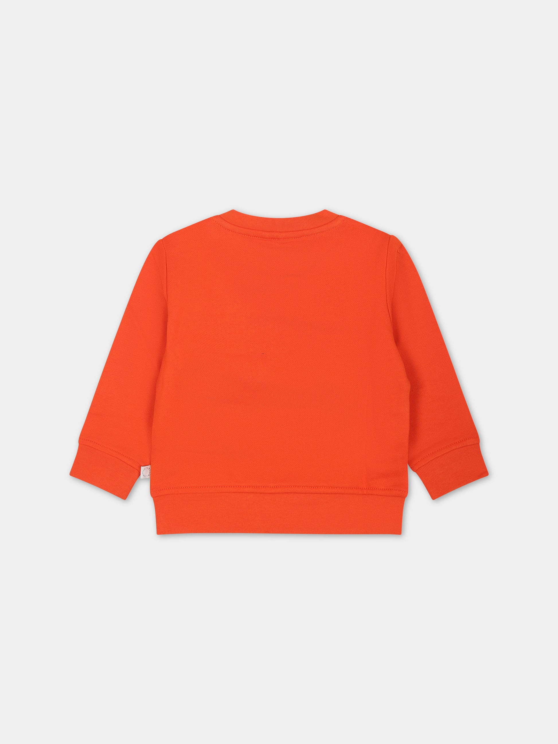 Felpa arancione per neonata con stampa fiori e logo,Stella Mccartney Kids,TT4040 Z0447 437