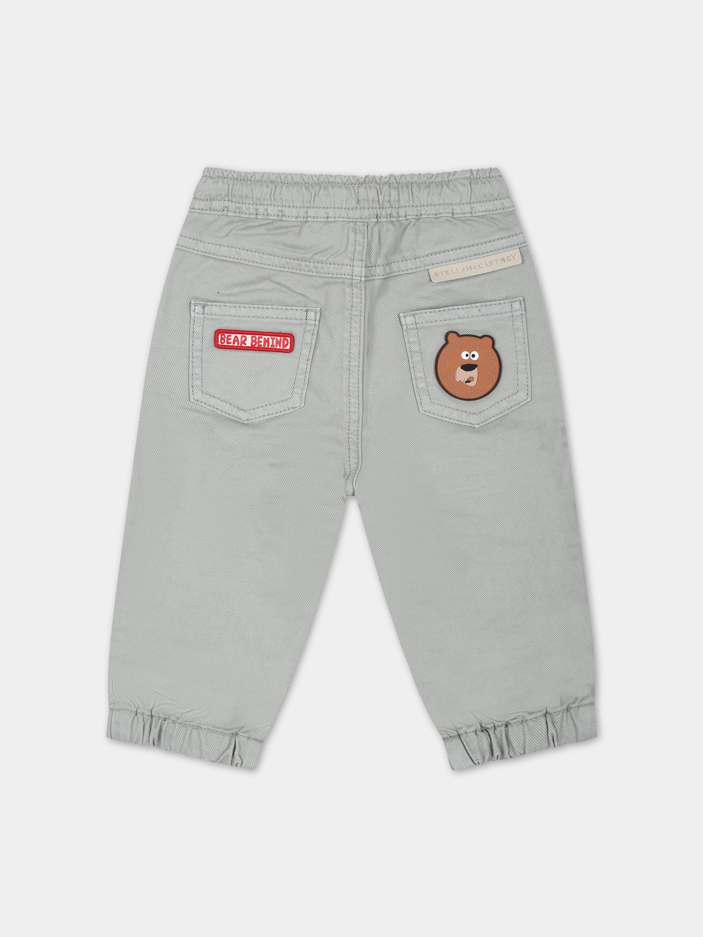 Pantaloni verdi per neonato con orso,Stella Mccartney Kids,TT6550 Z1419 718