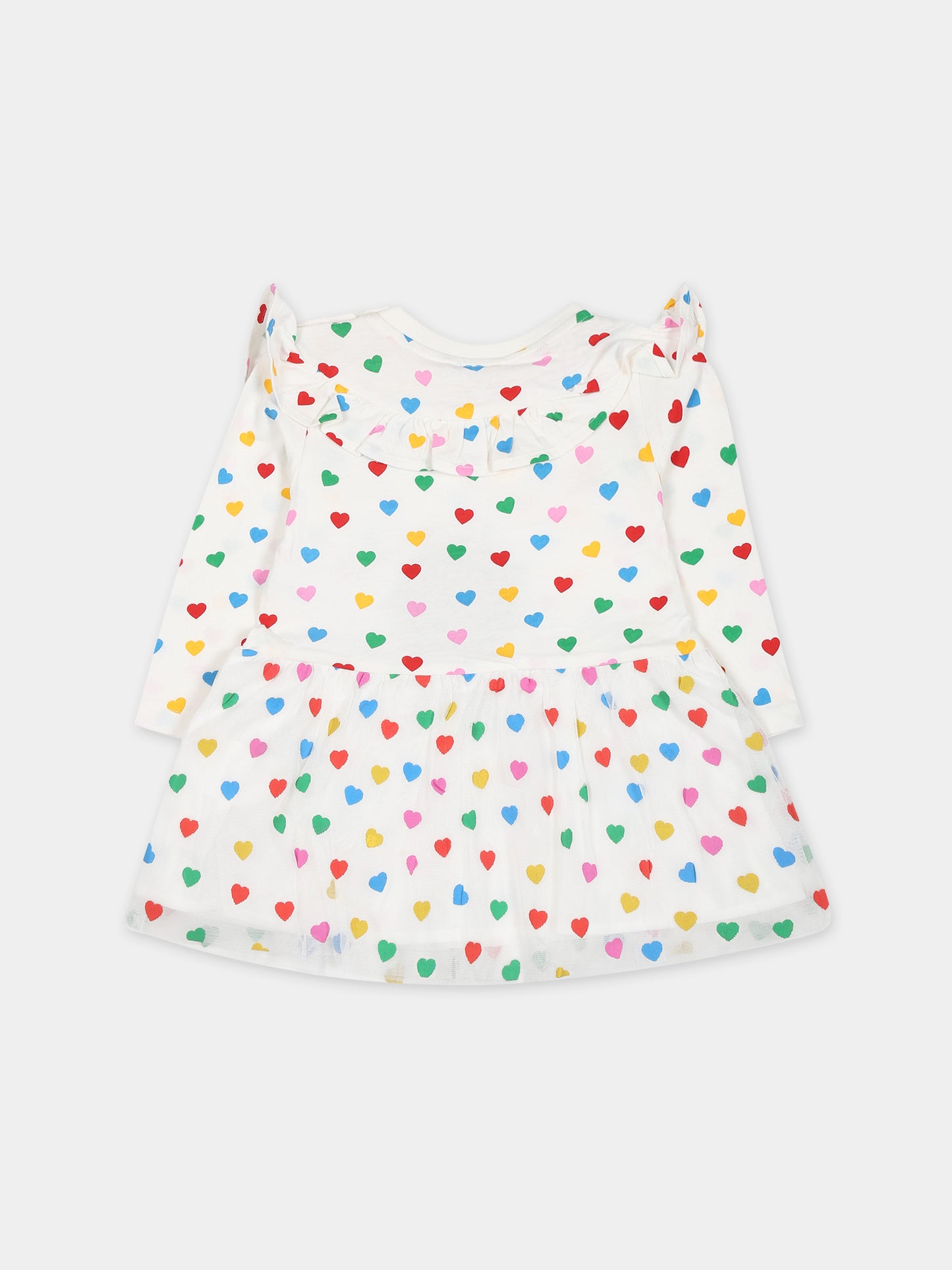 Vestito bianco per neonata con stampa cuori,Stella Mccartney Kids,TT1071 Z1344 101MC