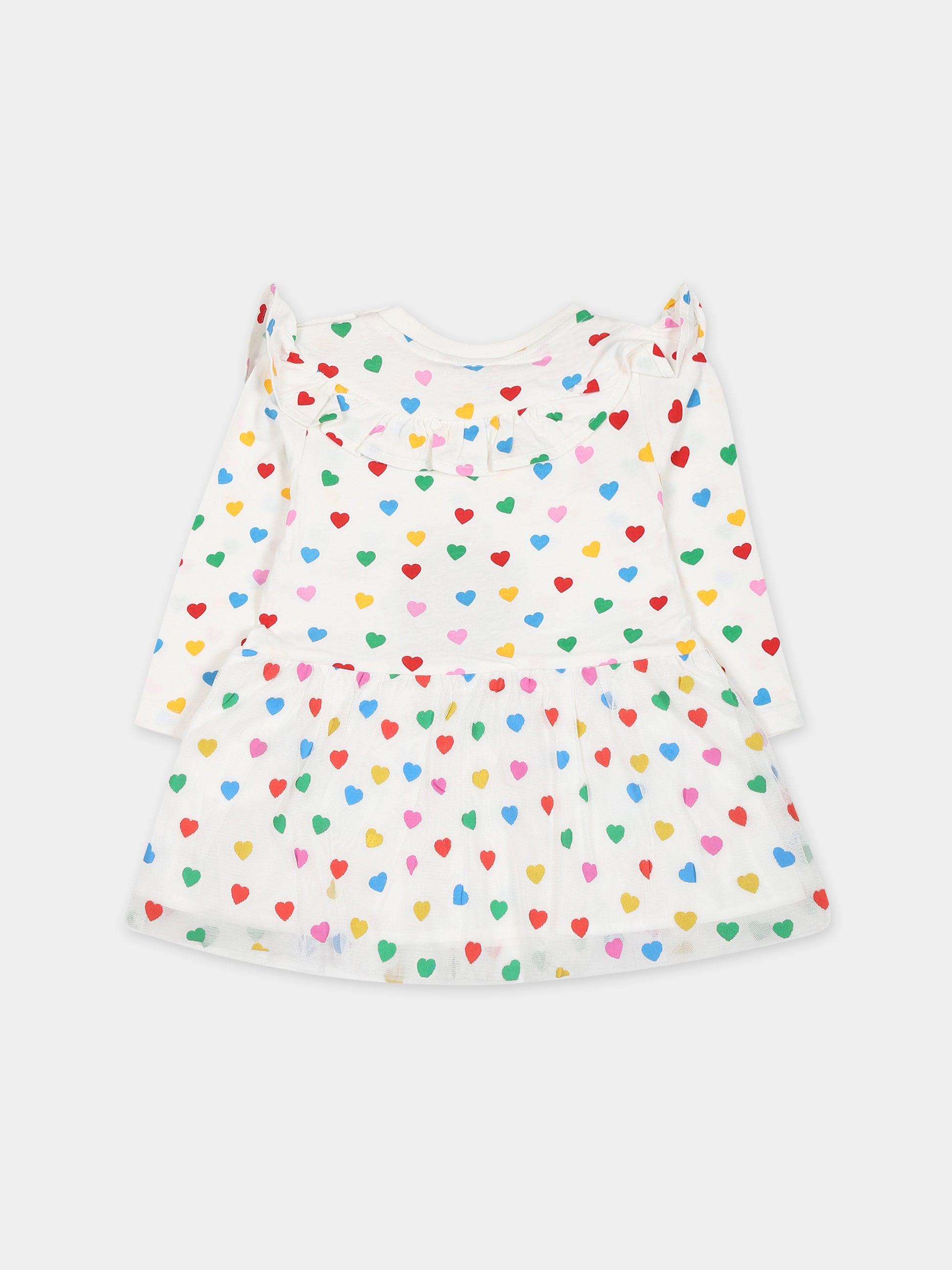 Vestito bianco per neonata con stampa cuori,Stella Mccartney Kids,TT1071 Z1344 101MC