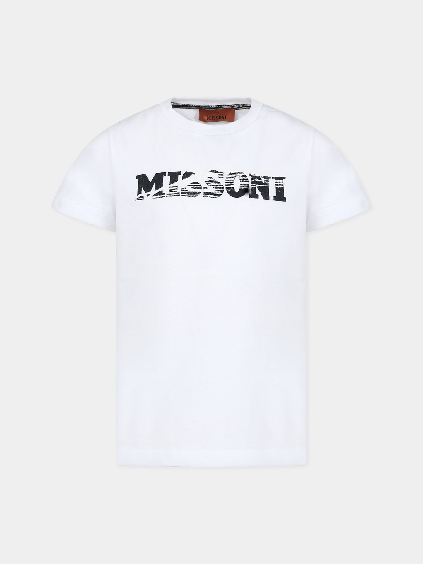 T-shirt bianca per bambino con logo,Missoni,MT8P31 J0177 100