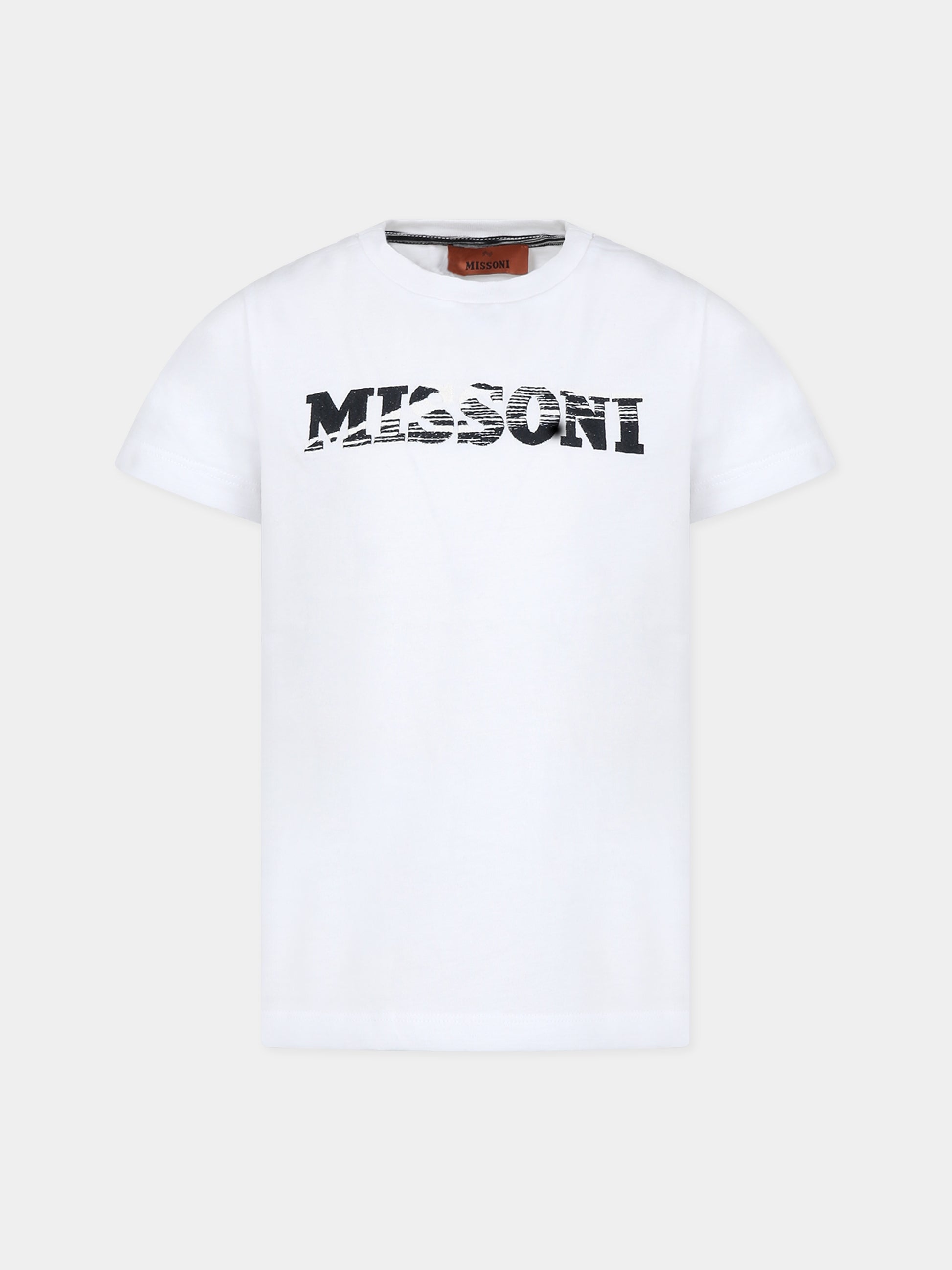 T-shirt bianca per bambino con logo,Missoni,MT8P31 J0177 100