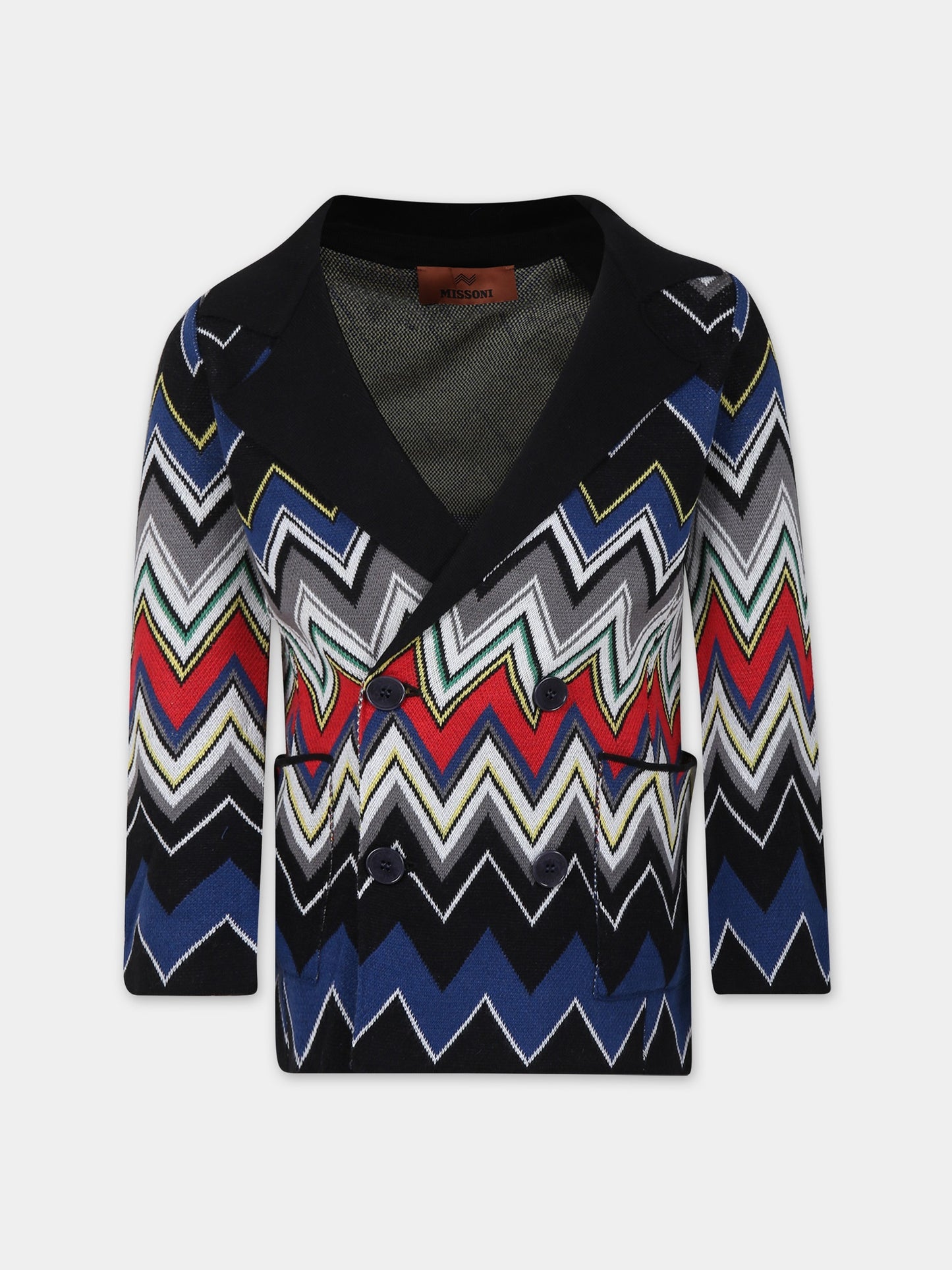 Cardigan blu per bambino con motivo chevron,Missoni,MT2P70 X0006 999