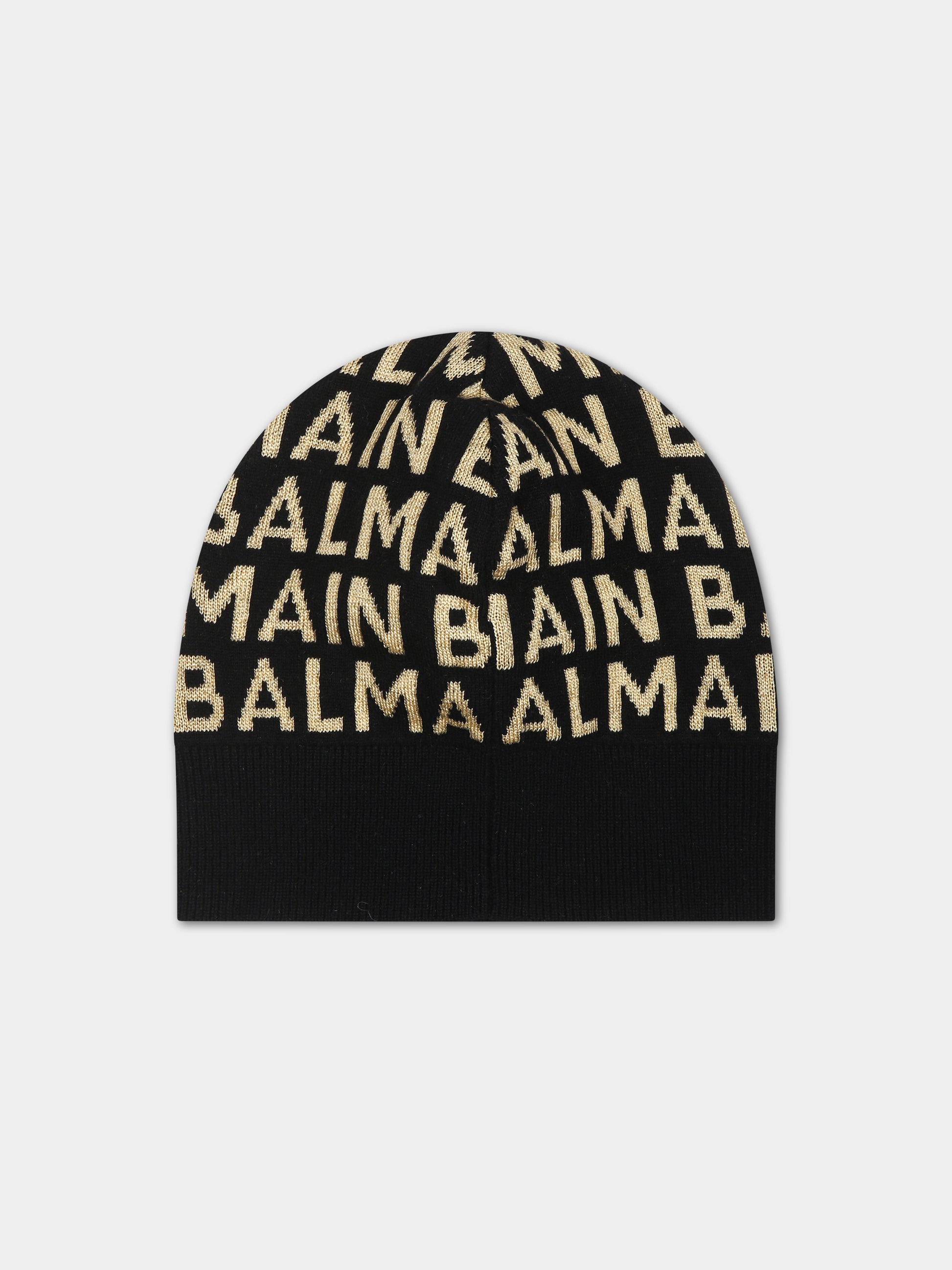 Berretto nero per bambina con logo,Balmain Kids,BT0A37 Z1849 930OR