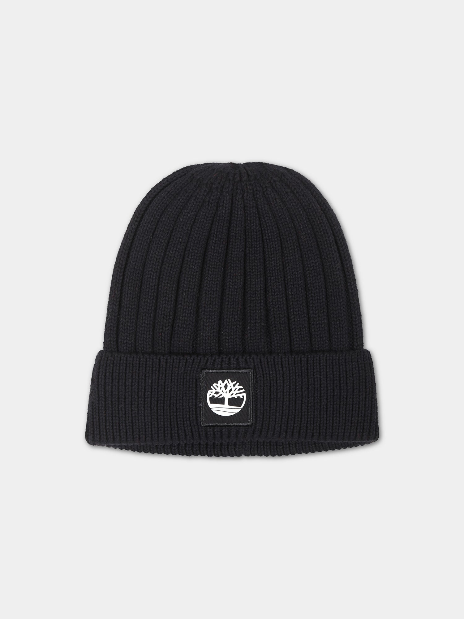 Berretto nero per bambino con albero,Timberland,T21387 09B