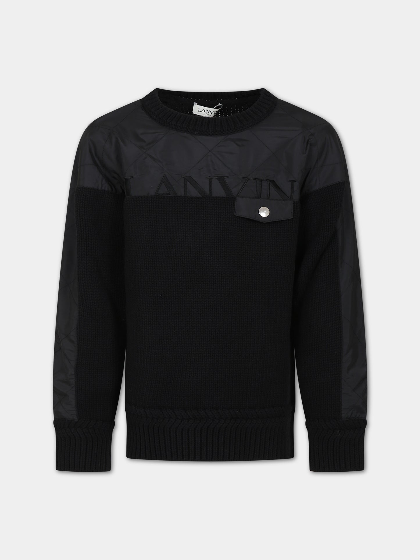 Maglione nero con logo per bambino,Lanvin Petite,N25129 09B