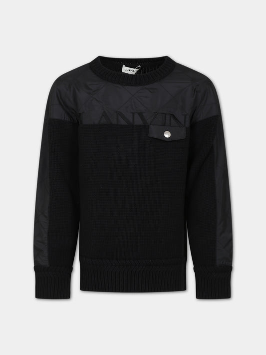 Maglione nero con logo per bambino,Lanvin Petite,N25129 09B