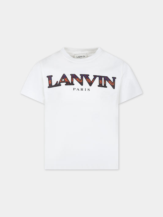 T-shirt avorio con logo per bambino,Lanvin Petite,N25142 117