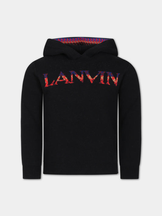 Maglione nero con logo per bambino,Lanvin Petite,N25130 09B