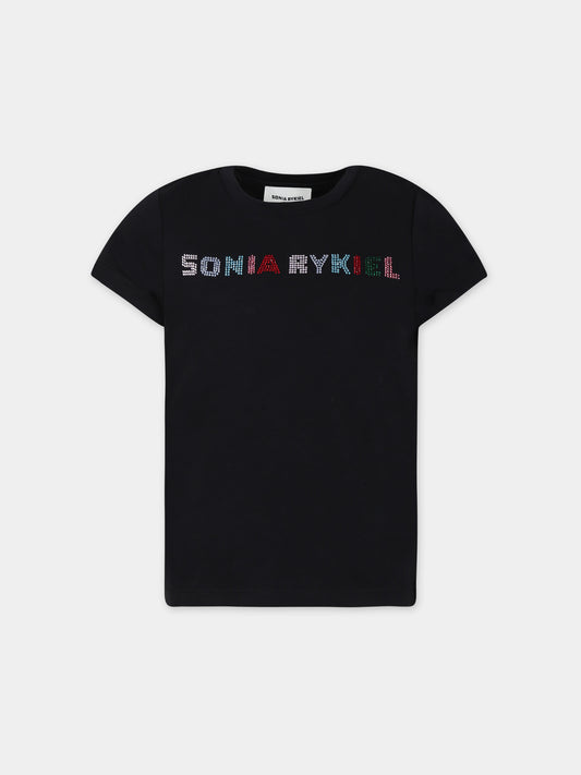 T-shirt nera per bambina,Sonia Rykiel Paris,A15029 09B