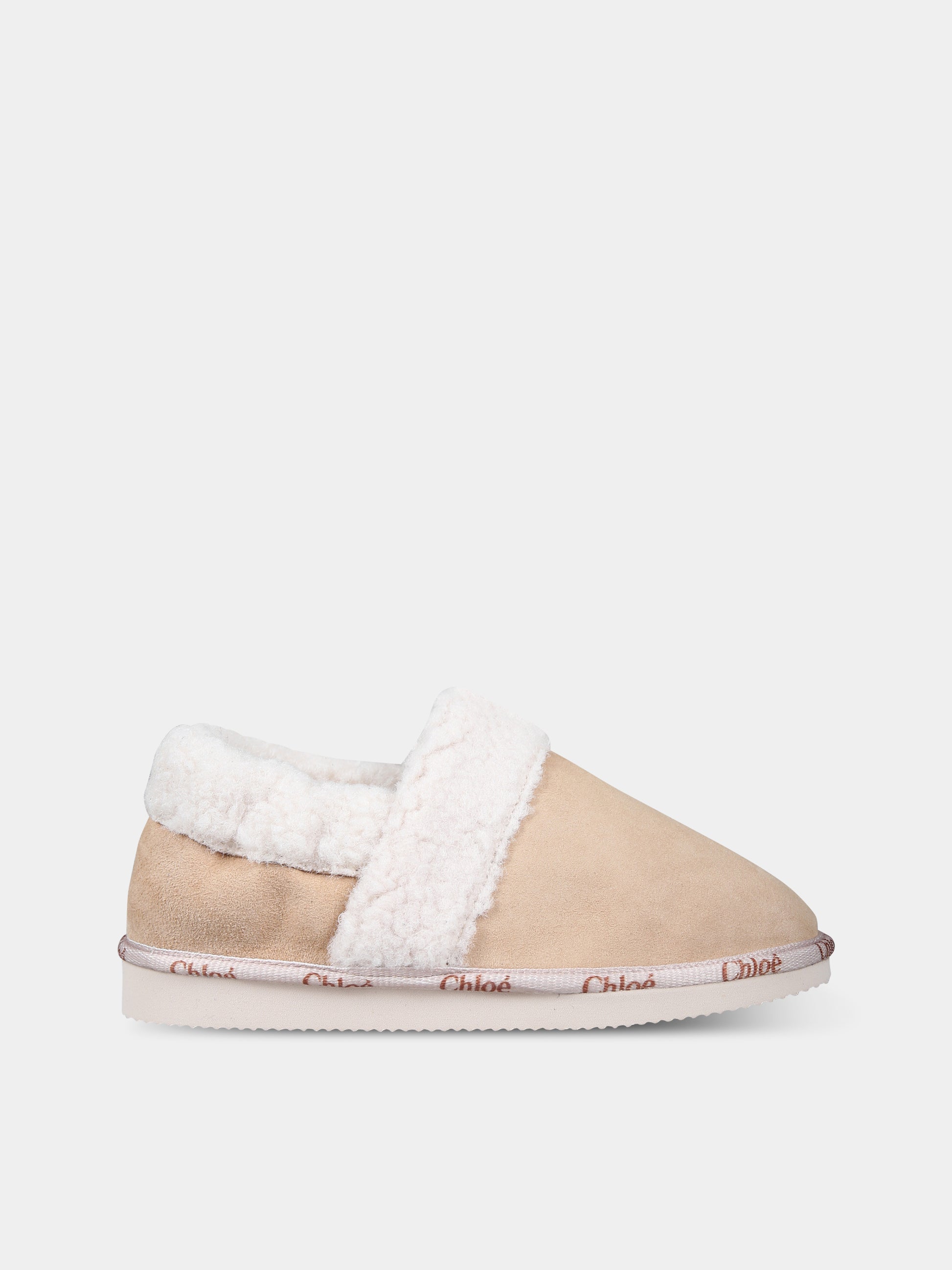 Pantofole beige per bambina,Chloé Kids,C19187 241
