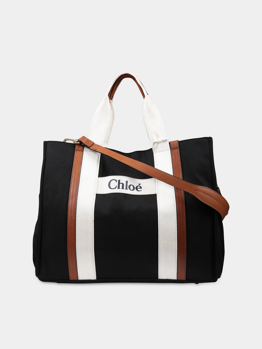 Borsa mamma nera per neonati con logo